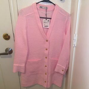 Zara pink blazer button up dress new with tags